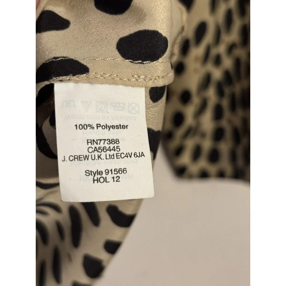 J.CREW Women's Brown Black Animal Print Leopard 3/4 Sleeve Shirt Blouse Size XS - Picture 3 of 6